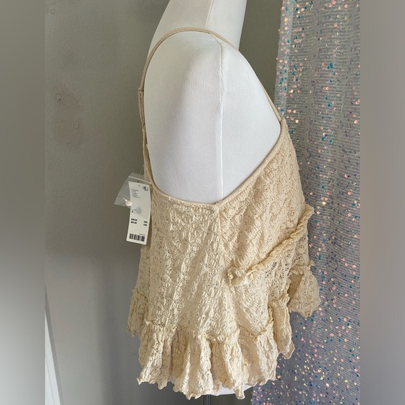 Kimchi Blue Rossie Lace Babydoll Tank Top Cream Ecru lace Sz Small adjustable - Picture 9 of 10